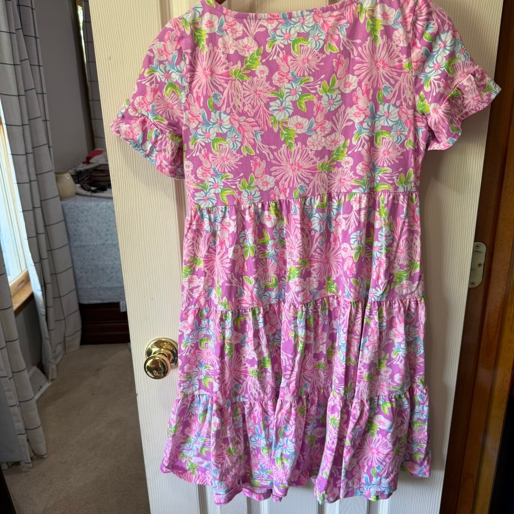 Lilly Pulitzer Jodee Dress Amethyst Moms the Word XS Flare Tiered Swing Dress - Picture 6 of 6